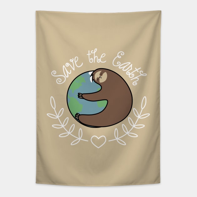 Save the Earth Sloth Tapestry by SlothgirlArt
