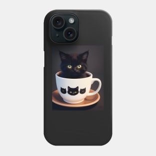 Adorable Black Cat Illustration- Modern Digital Art Phone Case