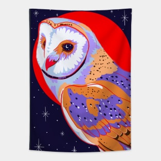 Barn Owl, Red Moon Tapestry