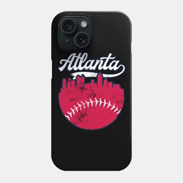 Atlanta GA Baseball Skyline  Vintage Retro graphic Phone Case by Bluebird Moon