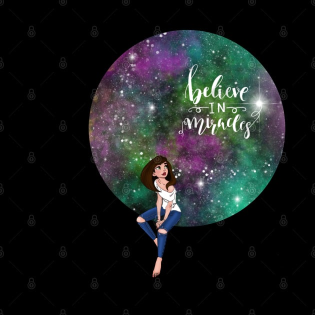 Believe in miracles girl cosmic dreams sticker by XMOL