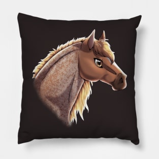 Strawberry Roan Horse Headshot Pillow