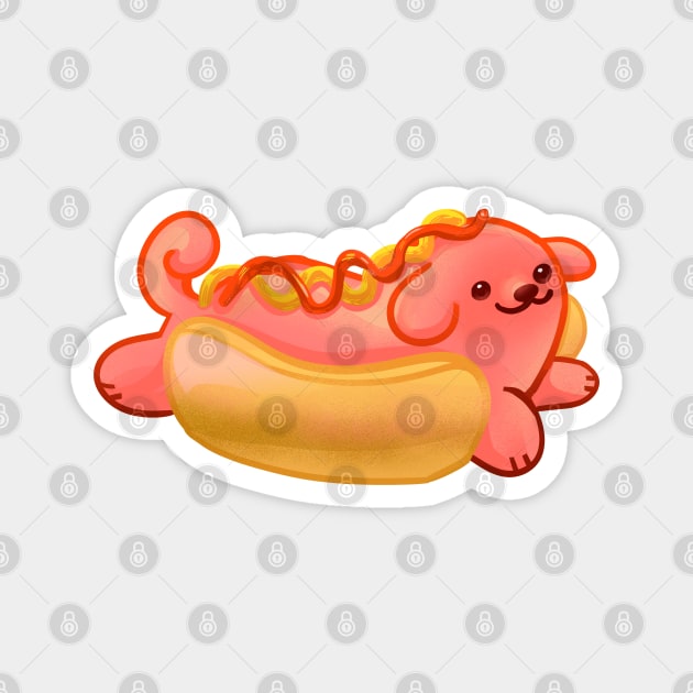 Hot Dog Dog Magnet by evumango