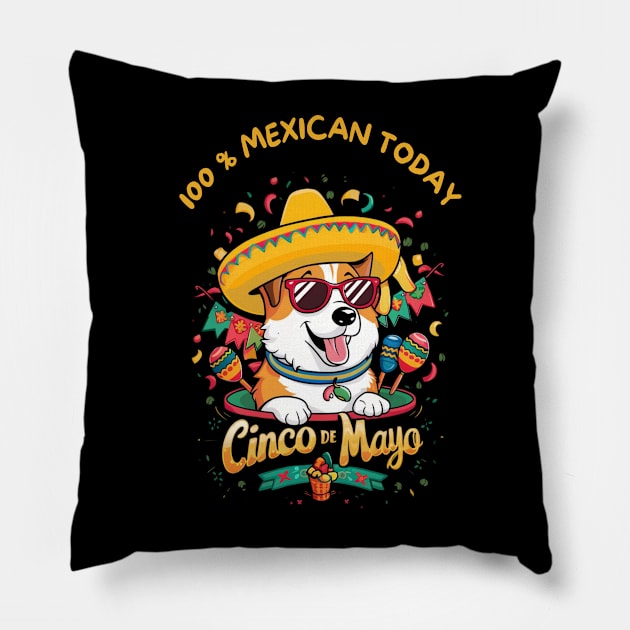 Corgi Dog Cinco de Mayo Pillow by Sniffist Gang