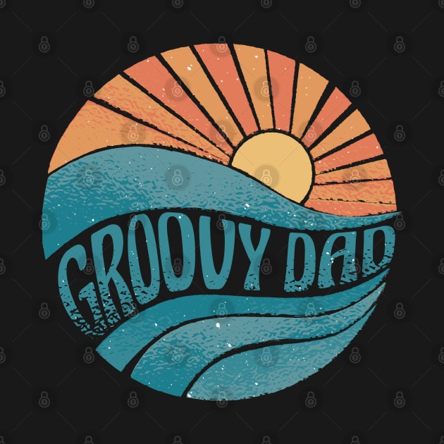 Groovy dad with a cool retro sunset best gift for groovy dads by AbirAbd