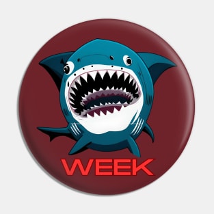 Shark Week (razor teeth shark character) Pin