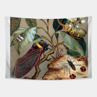 Flowers and insects. Passion flower. Cicada and other flying bugs Tapestry