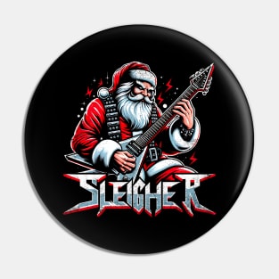 Sleigher Santa Claus Rock Christmas Pin