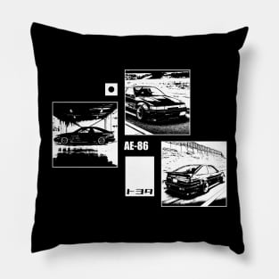 TOYOTA COROLLA AE86 LEVIN Black 'N White Archive (Black Version) Pillow