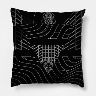 Black And White Geometric Eyes Pattern Pillow