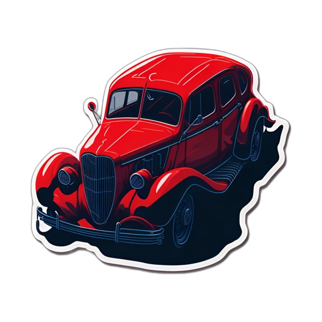 red old car by emofix