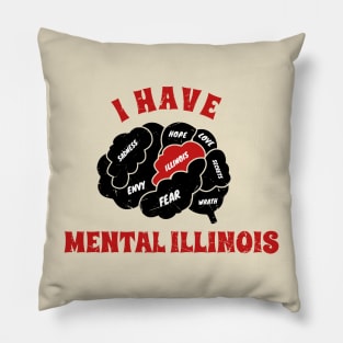 I Have Mental Illinois - Black Brain AL Pillow