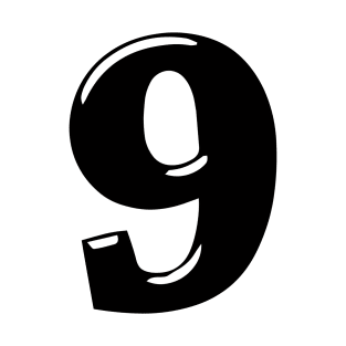 Number 9 in 3d font text style T-Shirt