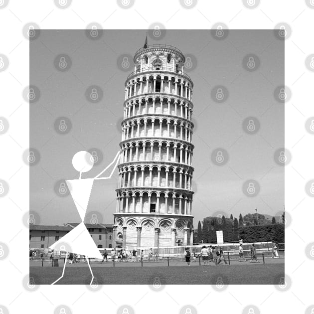 Warli woman at the Leaning Tower of Pisa by AmitDesignsTees