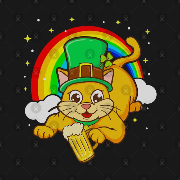 St Patricks Day Irish Leprechaun Cat Beer Funny Humor by E