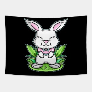 Smilling Easter Bunny With Hare Teeth On Easter Tapestry