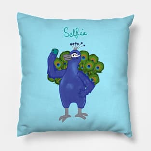 Selfie Peacock Pillow