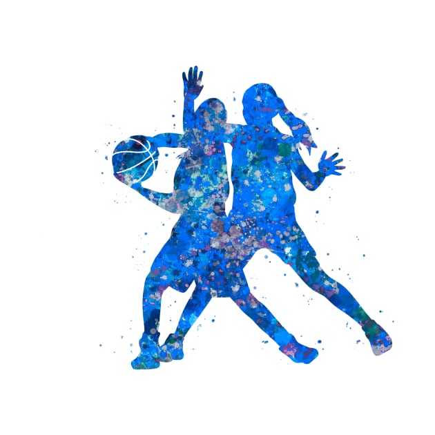 Basketball Girl Dribble - Blue by Yahya Art