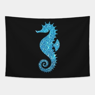 Light Blue Faux Glitter Seahorse Tapestry