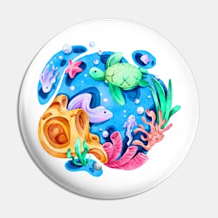 Ocean Watercolor Illustration Pin