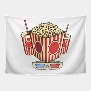 Popcorn Bag,Soda and 3D Glasses Tapestry