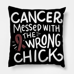 Multiple Myeloma Cancer Survivor Burgundy Ribbon Pillow