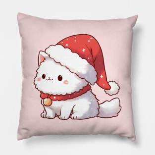 Cute Christmas White Kitty Pillow