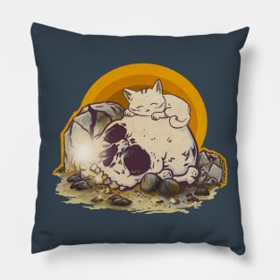 Cat and Skull Pillow