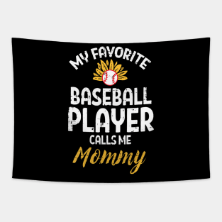 Womens My Favorite Baseball Player Mommy Sunflower Mom Mama Women Tapestry