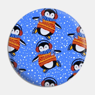 Ice Skating Penguins Pin