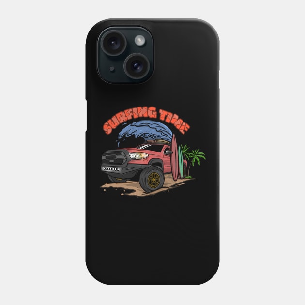 4Runner Toyota Surfing Time Holiday - Pink Phone Case by 4x4 Sketch