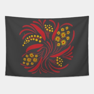 Folk floral art print  Flowers abstract art  poster Tapestry