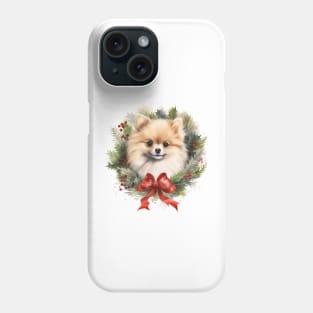 Christmas Pomeranian Dog Wreath Phone Case