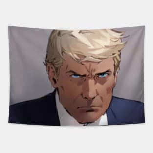 Trump Anime Cartoon Mugshot Tapestry