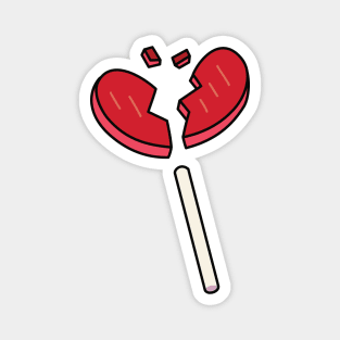 Broken Heart Red Lollipop Candy Magnet