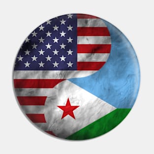 USA and Djibouti Dual Flag Yin Yang Combination Pin