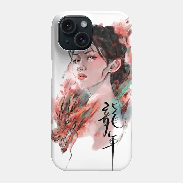 Year of Dragon, Heart of a Dragon Phone Case by christinechangart