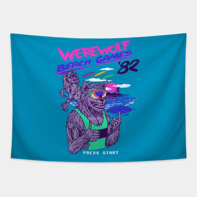 Werewolf Beach Games Tapestry by Hillary White Rabbit