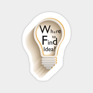 Text in lamp “Where to find idea?” Magnet