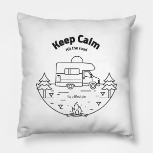 Keep Calm and Hit the Road Pillow