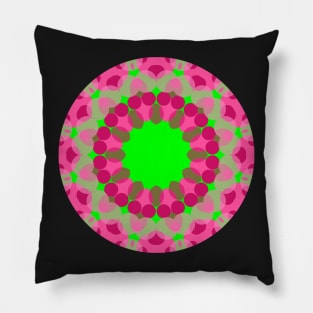 Pink and Peridot Kaleidoscope Style Mandala Pillow