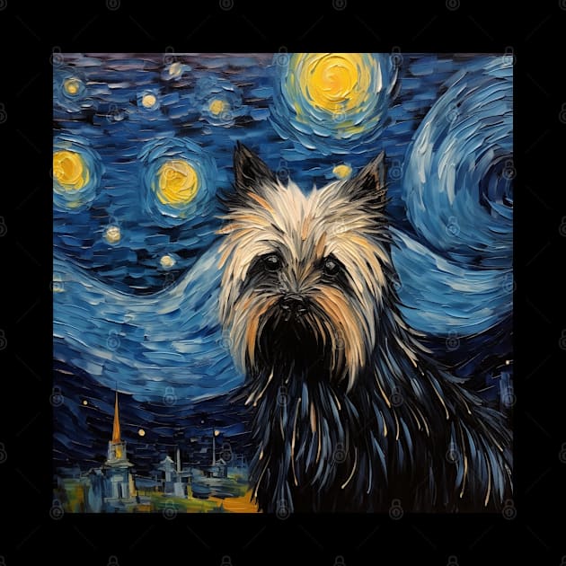 Brown Skye Terrier painted in Starry Night Style by NatashaCuteShop