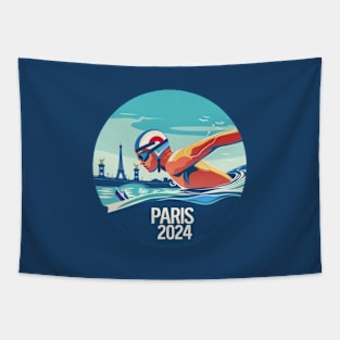 Paris 2024, swimmer, swimming arena, Athletics Tapestry