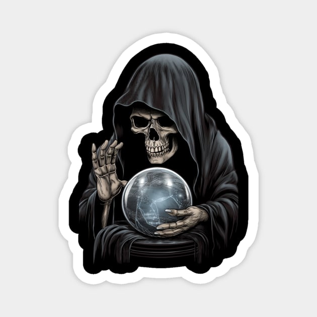 Gothic Grim Reaper Crystal Ball Magnet by RichieDuprey