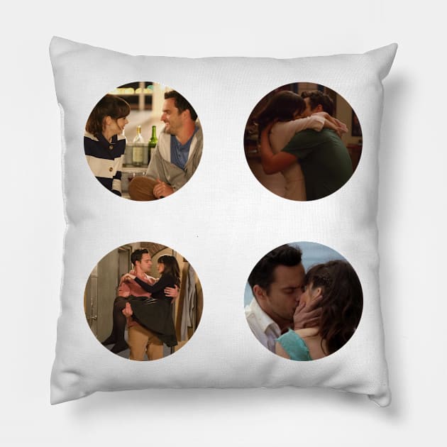 Nick and Jess Sticker Pack Pillow by voidstickers