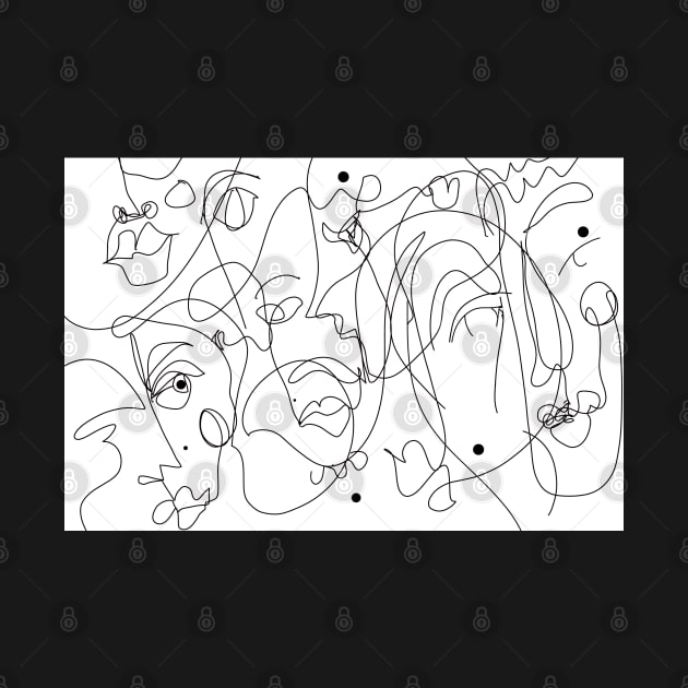 Abstract Faces Line Drawing by art64