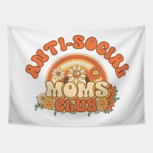 Antisocial moms club Retro quote gift for funny mother Vintage floral pattern Tapestry