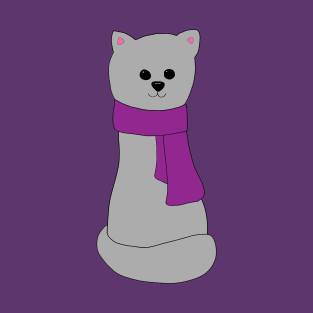 Cat in Purple Scarf T-Shirt