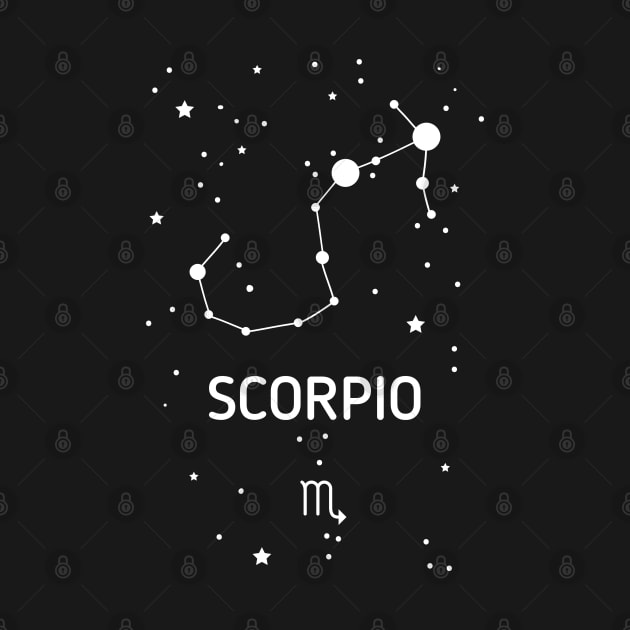 Scorpio Zodiac Sign Constellation (White Print) by The Cosmic Pharmacist