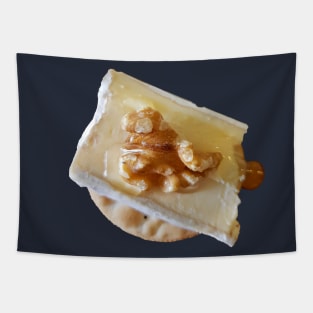 Food Cheese on Cracker with Walnut and Honey Photo Tapestry